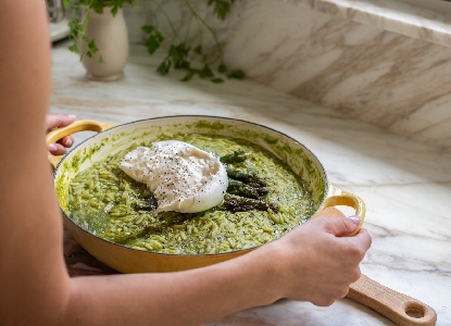 Green goddess orzo risotto with burrata