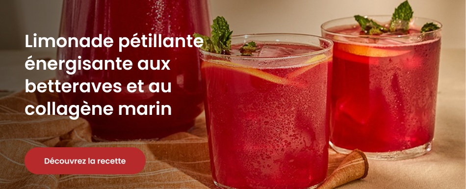 Limonade pétillante énergisante aux betteraves et au collagène marin